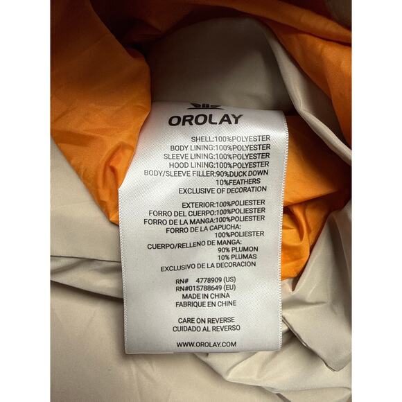 Orolay Down Puffer Coat Plus Size 4X Jacket Beige Waterproof Hooded Winter Warm - Picture 7 of 9